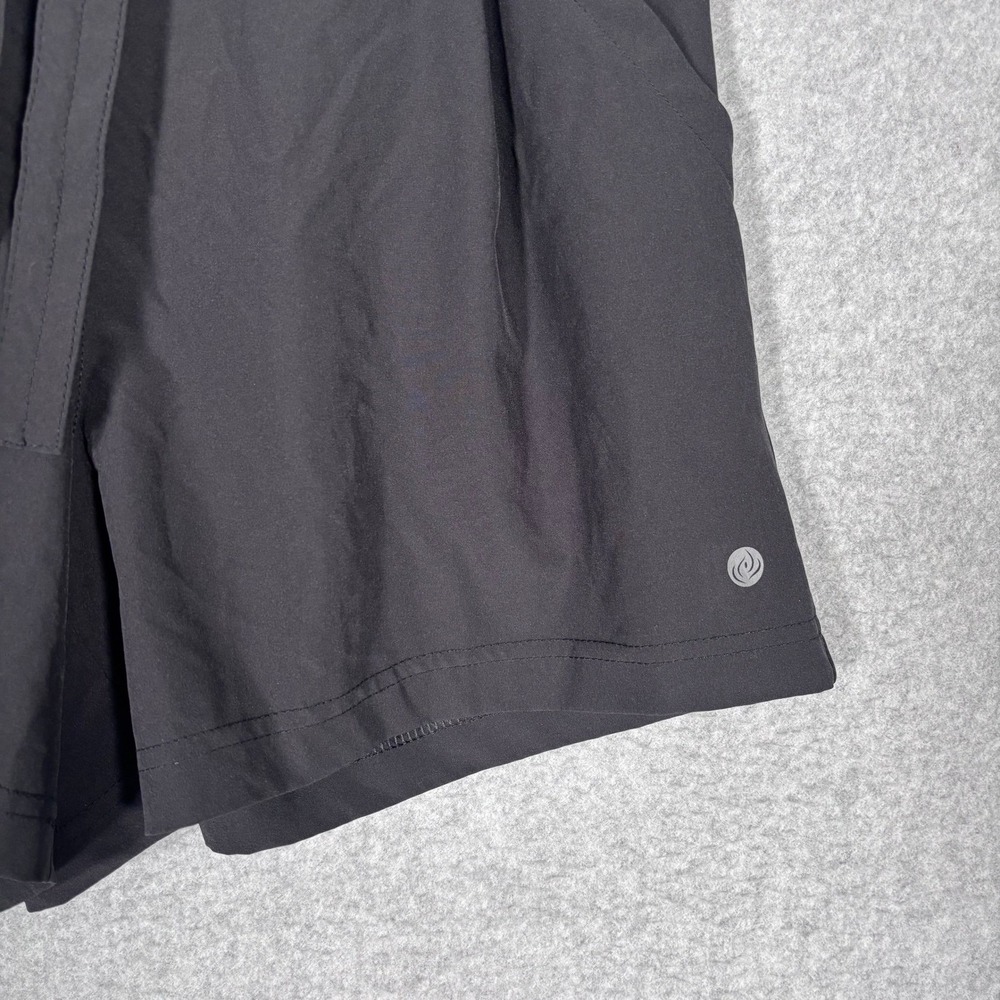 Apana Pleated Paperbag Shorts Medium Black Tie Waist Pockets Activewear Running - Picture 3 of 8